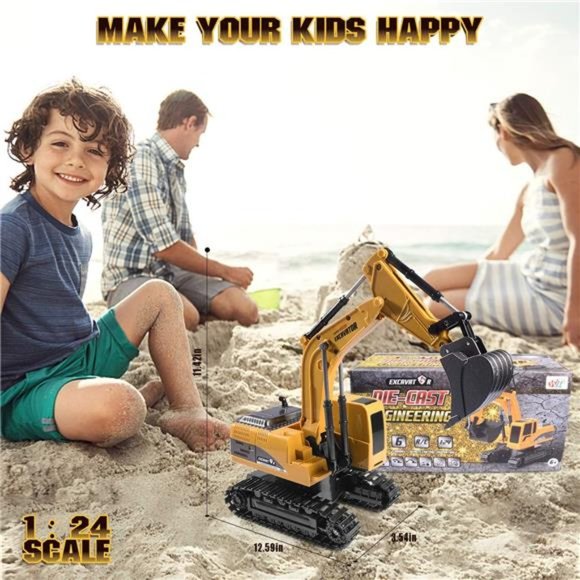 Construction Excavator Toy - Kids Toy Engineering Digger Truck, Remote Control - Picture 6 of 7